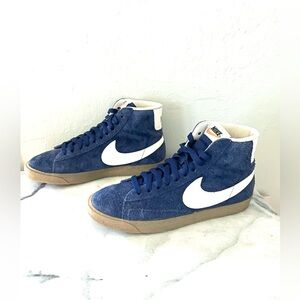 NEW Nike Blazer Mid Binary Navy Gum Blue Ivory White Suede 518171 411 Womens 8